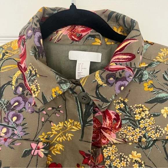 H&M Floral Utility Jacket Women’s Size 8 - Picture 2 of 15